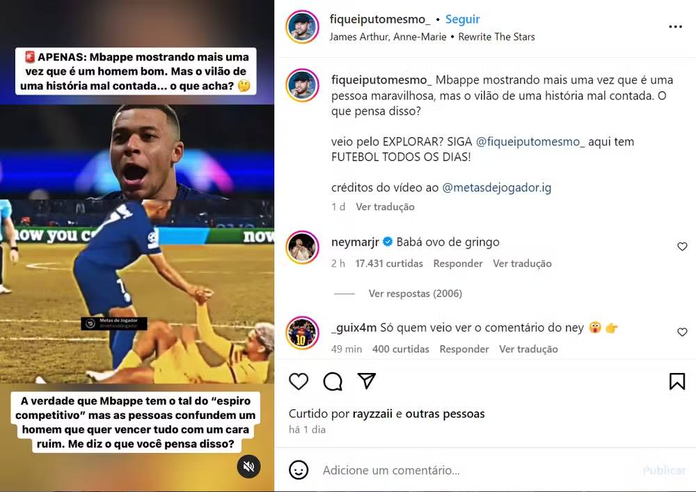 neymar critica mbappé