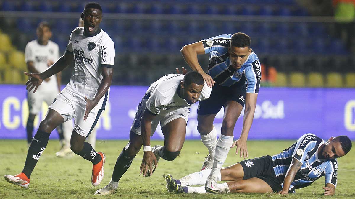 O Botafogo venceu o Grêmio por 2 a 1 neste domingo em Cariacica e assimiu a liderança do Brasileirão: veja gols e melhores momentos.